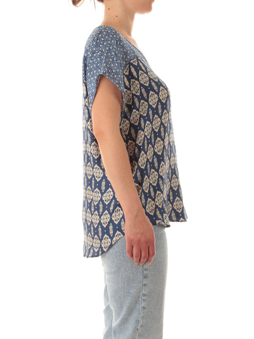 Elena Mirò blusa scollo a V da donna blu