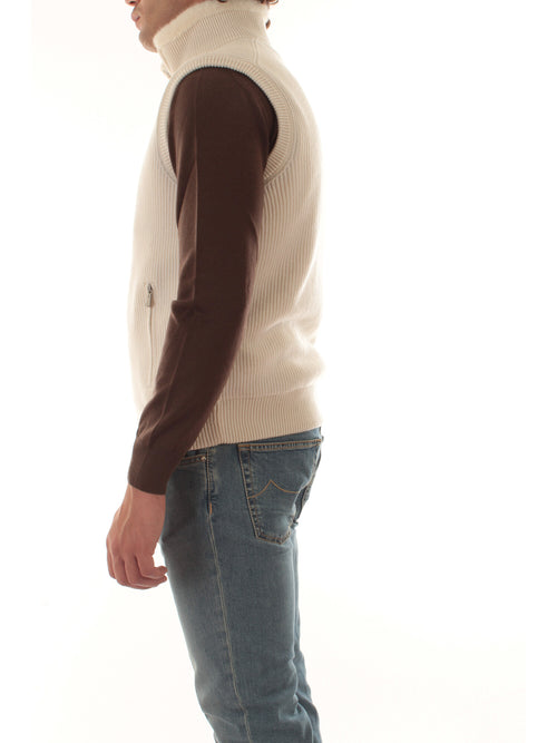 Bruto gilet in puro cashmere da uomo panna