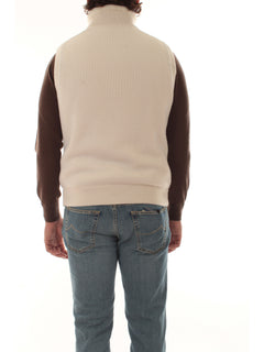 Bruto gilet in puro cashmere da uomo panna