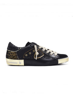 Philippe Model PARIS LOW sneakers da donna glitter metal noir