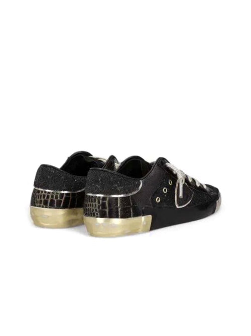 Philippe Model PARIS LOW sneakers da donna glitter metal noir
