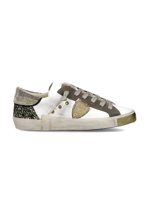 Philippe Model PARIS LOW sneakers da donna camou glitter blanc vert