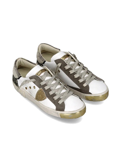Philippe Model PARIS LOW sneakers da donna camou glitter blanc vert