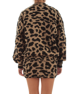 Akep bomber animalier da donna base sabbia