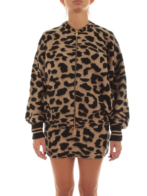 Akep bomber animalier da donna base sabbia