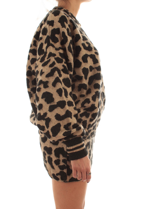 Akep bomber animalier da donna base sabbia