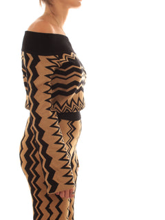 Akep maglia scollo shiffer da donna nero/marrone