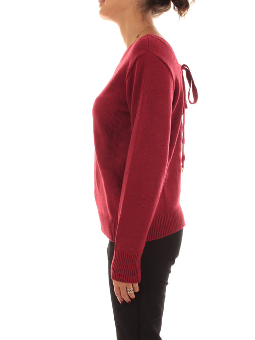 Akep maglione scollo a V bordeaux da donna