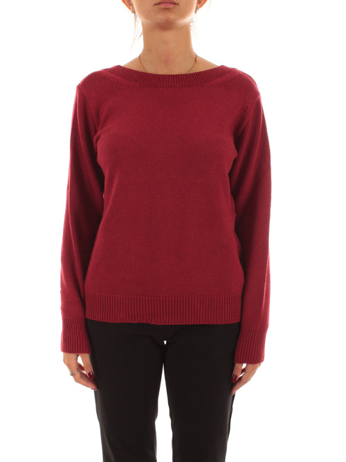 Akep maglione scollo a V bordeaux da donna