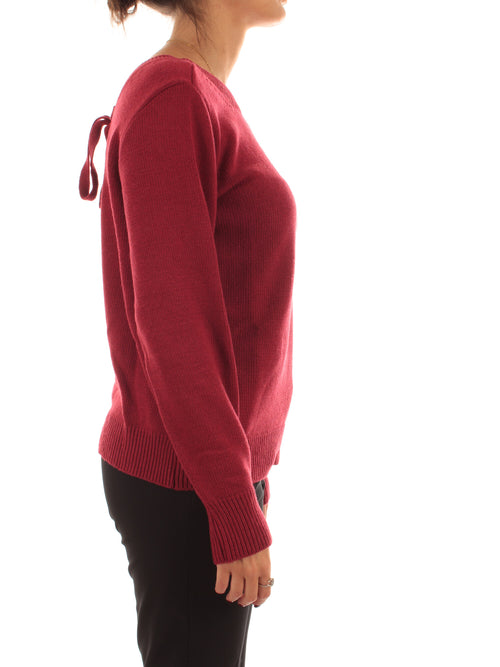 Akep maglione scollo a V bordeaux da donna