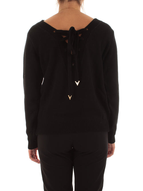 Akep maglione scollo a V nero da donna