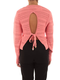 Akep maglia girocollo in punto unito da donna blush