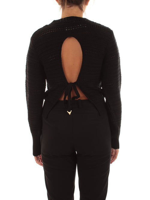 Akep maglia girocollo in punto unito da donna nero