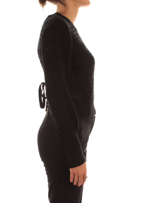 Akep maglia girocollo in punto unito da donna nero