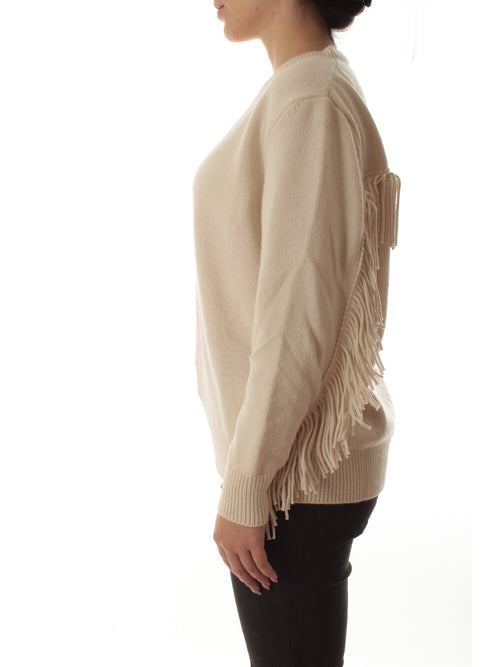 Akep maglia girocollo con frange da donna snow