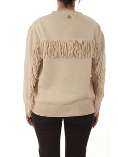 Akep maglia girocollo con frange da donna snow