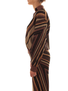 Akep polo in maglia jacquard da donna marrone