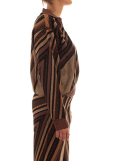 Akep polo in maglia jacquard da donna marrone