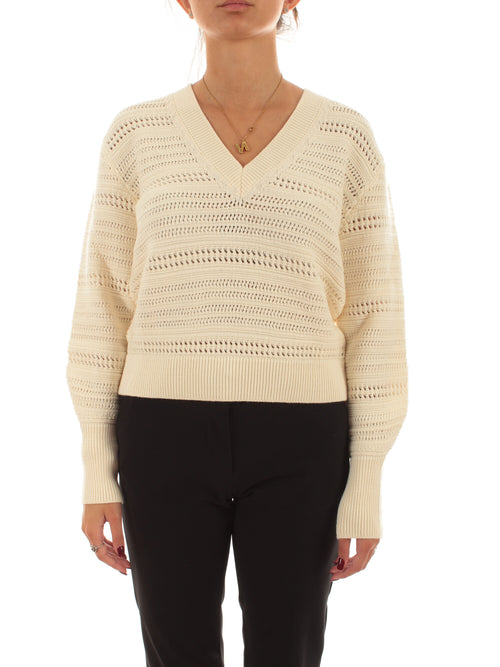 Akep maglia scollo a v da donna ecru