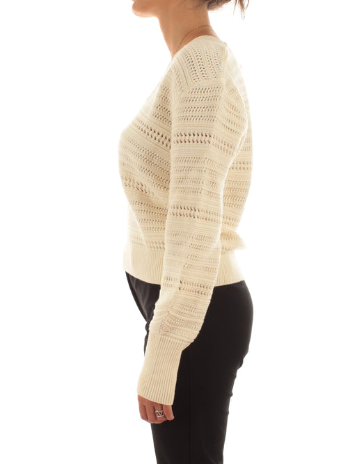 Akep maglia scollo a v da donna ecru