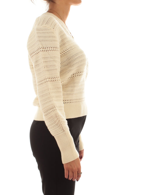 Akep maglia scollo a v da donna ecru