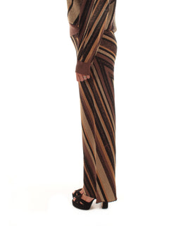 Akep pantalone in maglia jacquard da donna marrone