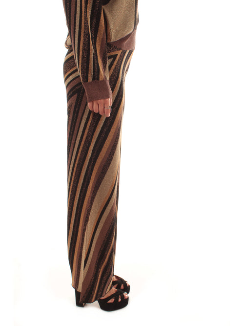Akep pantalone in maglia jacquard da donna marrone