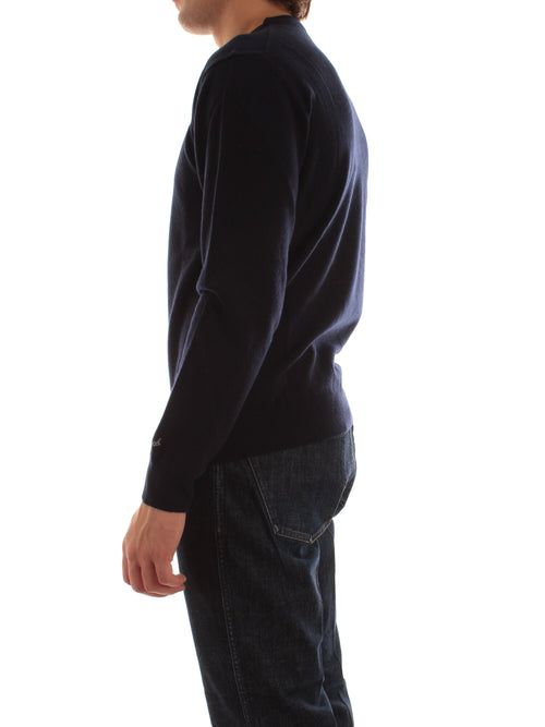 Woolrich maglione girocollo in pura lana da uomo melton blue