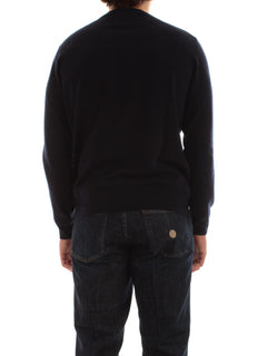 Woolrich maglione girocollo in pura lana da uomo melton blue