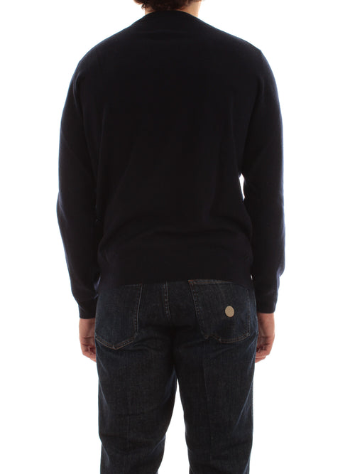 Woolrich maglione girocollo in pura lana da uomo melton blue