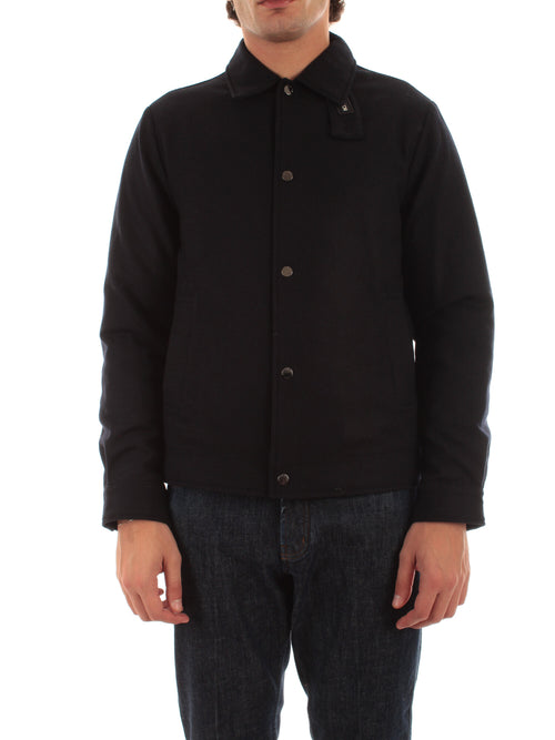 Woolrich giacca a camicia Keating in misto lana italiana riciclata da uomo melton blue