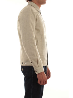 Woolrich giacca a camicia Keating in misto lana italiana riciclata da uomo oatmeal