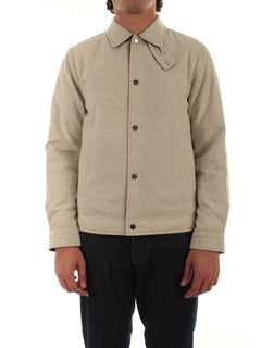 Woolrich giacca a camicia Keating in misto lana italiana riciclata da uomo oatmeal