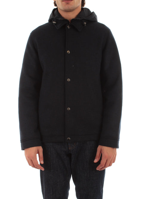 Woolrich knitted wool shirt jacket da uomo melton blue