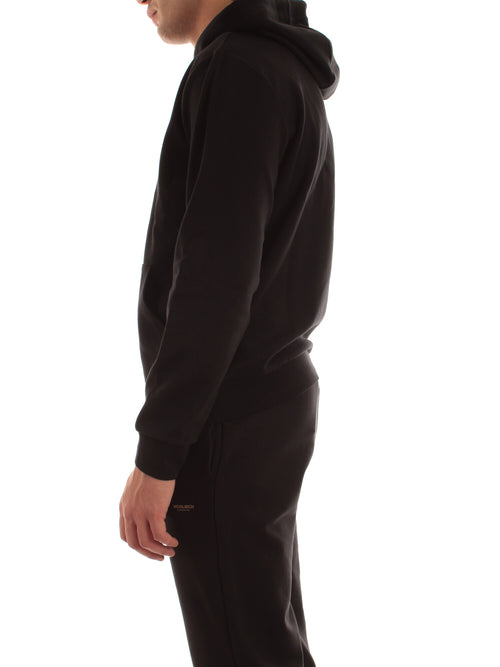 Woolrich felpa con cappuccio in misto cotone da uomo black