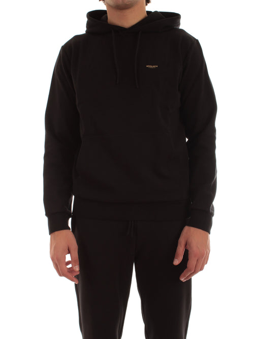 Woolrich felpa con cappuccio in misto cotone da uomo black