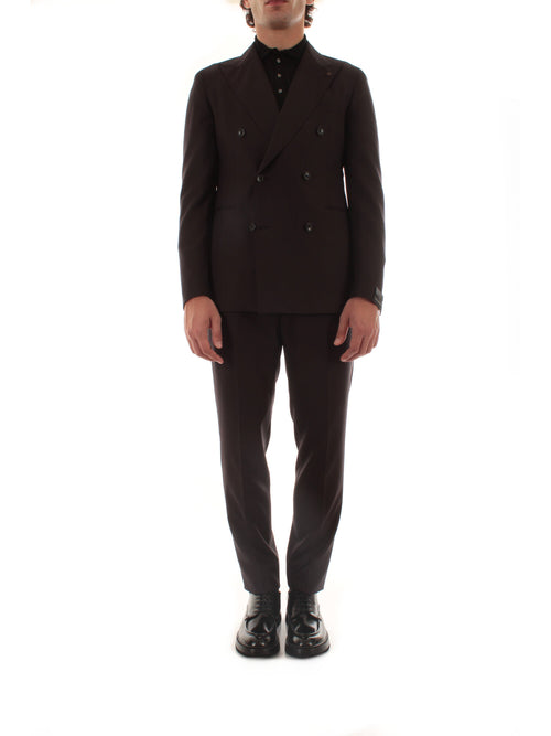 Tagliatore abito doppiopetto tessuto Principe di Galles da uomo burgundy