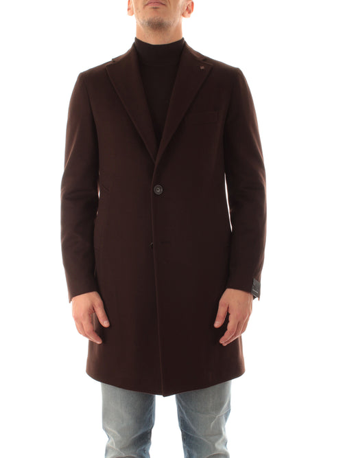 Tagliatore cappotto monopetto da uomo marrone