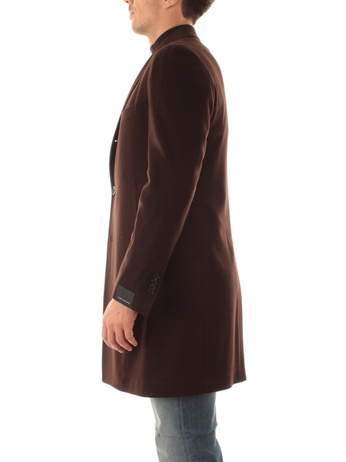 Tagliatore cappotto monopetto da uomo marrone