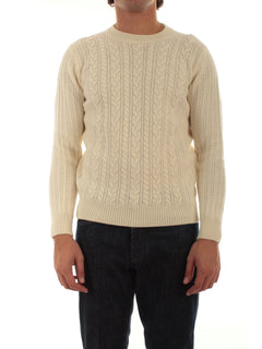 Mauro Ottaviani maglia girocollo a trecce da uomo bianco