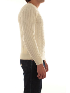 Mauro Ottaviani maglia girocollo a trecce da uomo bianco