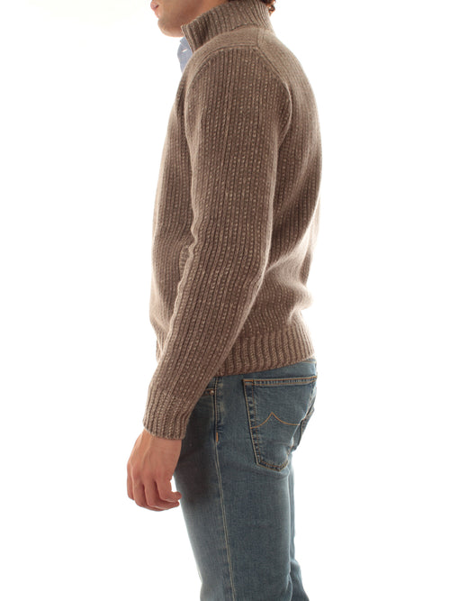 Fedeli cardigan in misto lana e cashmere da uomo tortora