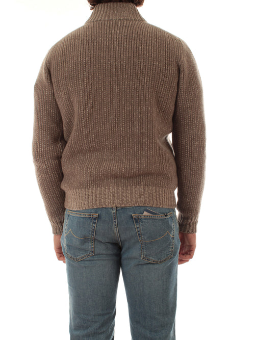 Fedeli cardigan in misto lana e cashmere da uomo tortora