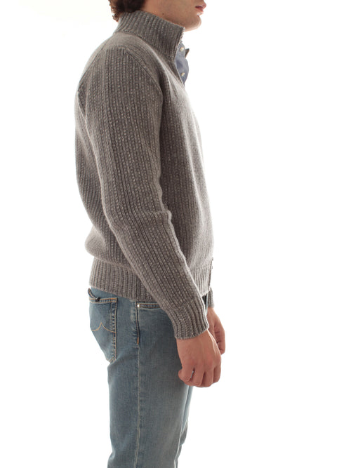 Fedeli cardigan in misto lana e cashmere da uomo grigio