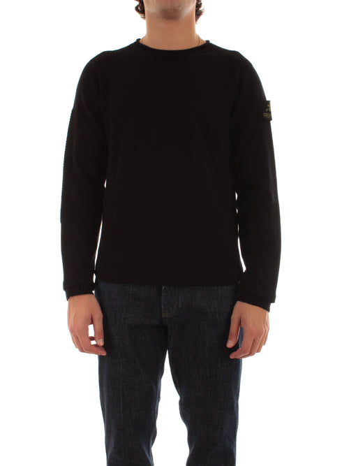 Premiata maglia girocollo in lana da uomo nero