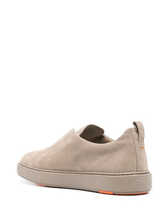 Santoni sneaker slip on in suede da uomo beige