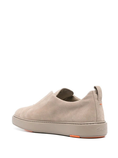 Santoni sneaker slip on in suede da uomo beige