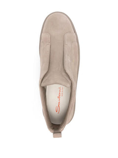 Santoni sneaker slip on in suede da uomo marrone