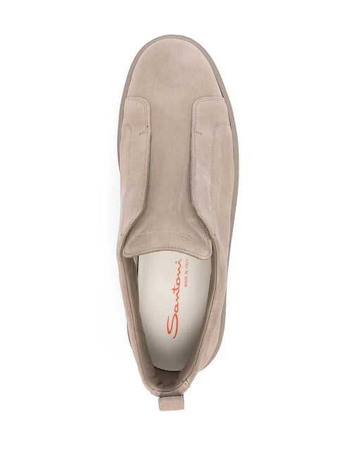 Santoni sneaker slip on in suede da uomo marrone