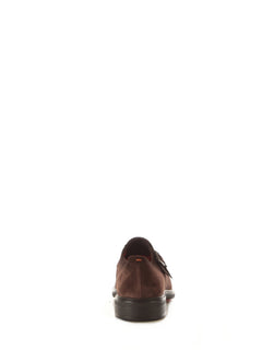 Santoni mocassino Easy con doppia fibbia in suede da uomo dark brown